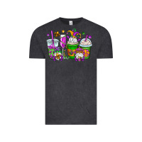 Vintage Black mardi gras gnomes coffee cups Vintage Tee - OliviaCreatesArt