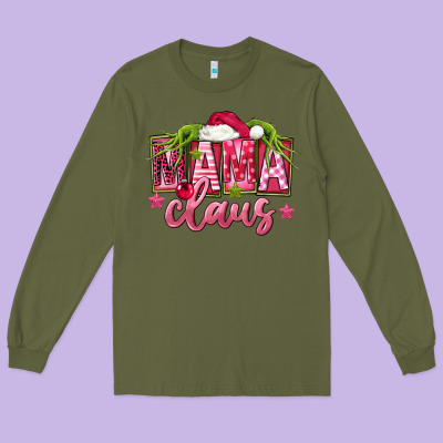 Pink Christmas Mama Claus Long Sleeve Tee Designed By Fadigitalartstudio