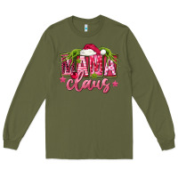 Army Green Pink Christmas Mama Claus Long Sleeve Tee - FaDigitalArtStudio