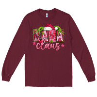 Burgundy Pink Christmas Mama Claus Long Sleeve Tee - FaDigitalArtStudio