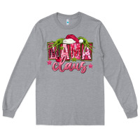 Heather Grey Pink Christmas Mama Claus Long Sleeve Tee - FaDigitalArtStudio
