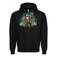Black turquoise gemstones brown baby cow  rainbow Zipper Hoodie - BarkalooDesign