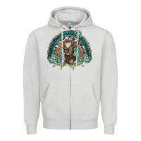 Dove Grey turquoise gemstones brown baby cow  rainbow Zipper Hoodie - BarkalooDesign