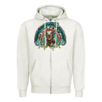 Oatmeal Heather turquoise gemstones brown baby cow  rainbow Zipper Hoodie - BarkalooDesign