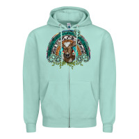Seafoam turquoise gemstones brown baby cow  rainbow Zipper Hoodie - BarkalooDesign