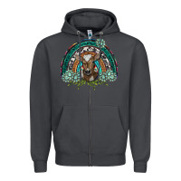 Smoke turquoise gemstones brown baby cow  rainbow Zipper Hoodie - BarkalooDesign