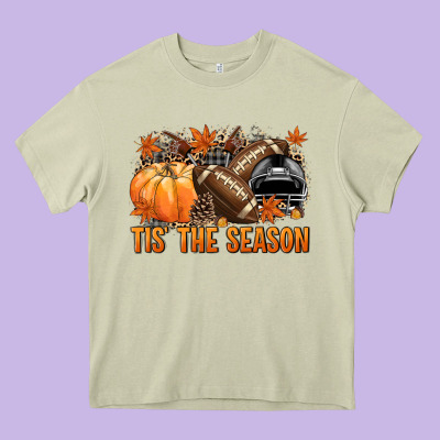Tis' The Season Football Black Helmet Heavy Core Tee Designed By Nancycooperartshop