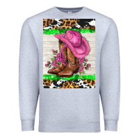 Heather Grey cowgitl hat and roses Premium Sweatshirt - AdoDesignShop