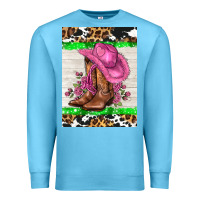 Ocean Blue cowgitl hat and roses Premium Sweatshirt - AdoDesignShop
