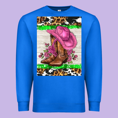 Cowgitl Hat And Roses Premium Sweatshirt Designed By Adodesignshop