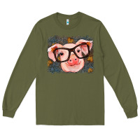 Army Green Fall Autumn Pig Long Sleeve Tee - RanaPortraitStore