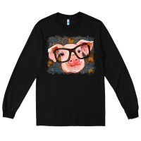 Black Fall Autumn Pig Long Sleeve Tee - RanaPortraitStore