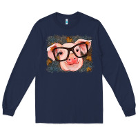Navy Fall Autumn Pig Long Sleeve Tee - RanaPortraitStore