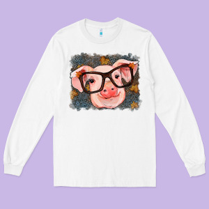 Fall Autumn Pig Long Sleeve Tee Designed By Ranaportraitstore