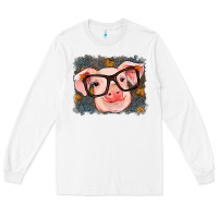 White Fall Autumn Pig Long Sleeve Tee - RanaPortraitStore