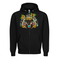 Black suffolk ewe front sunflowers rainbow Zipper Hoodie - BarkalooDesign
