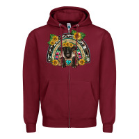 Burgundy suffolk ewe front sunflowers rainbow Zipper Hoodie - BarkalooDesign