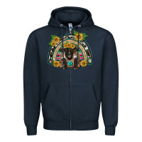 Navy suffolk ewe front sunflowers rainbow Zipper Hoodie - BarkalooDesign