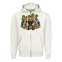 Oatmeal Heather suffolk ewe front sunflowers rainbow Zipper Hoodie - BarkalooDesign