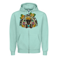 Seafoam suffolk ewe front sunflowers rainbow Zipper Hoodie - BarkalooDesign
