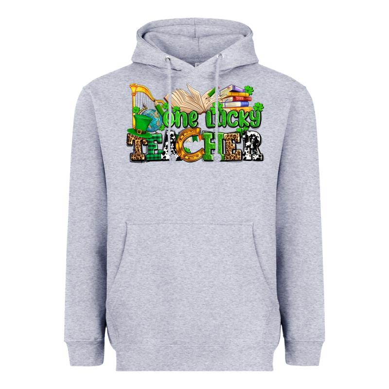 One Lucky Teacher Heavyweight Hoodie by AdoDesignShop | Teevron