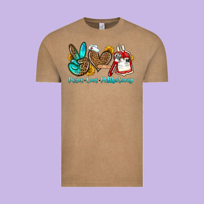 Peace Love Phlebotomy Vintage Tee Designed By Oliviacreatesart