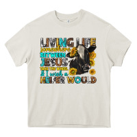 Cream Living Life Somewhere Between Jesus Heavy Core Tee - texasbilliewilder