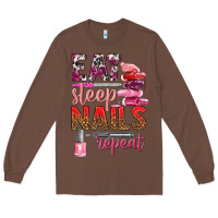 Chestnut eat sleep nails repeat bbs Long Sleeve Tee - BundleAndBundleShop