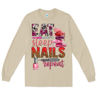 Mushroom eat sleep nails repeat bbs Long Sleeve Tee - BundleAndBundleShop