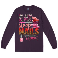 Plum eat sleep nails repeat bbs Long Sleeve Tee - BundleAndBundleShop
