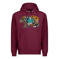 Burgundy baby bear mini sunflowers leopard cowhide mother's day Premium Hoodie - Jasminsmagicworld