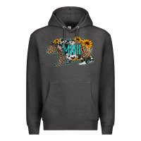 Charcoal Heather baby bear mini sunflowers leopard cowhide mother's day Premium Hoodie - Jasminsmagicworld