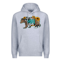 Heather Grey baby bear mini sunflowers leopard cowhide mother's day Premium Hoodie - Jasminsmagicworld
