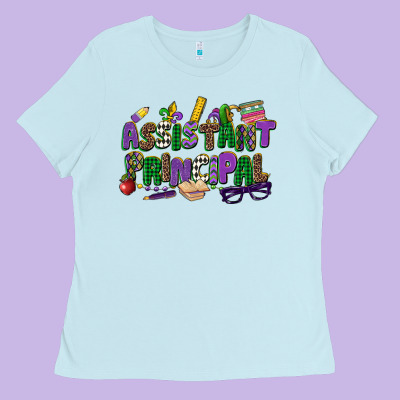 Assistant Principal Mardi Gras Ladies Tee Designed By Cowgirlartshop