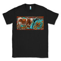 Black texas longhorn with aztec tiger and  leopard Classic Tee - RanaPortraitStore