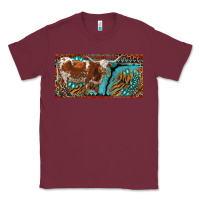 Burgundy texas longhorn with aztec tiger and  leopard Classic Tee - RanaPortraitStore