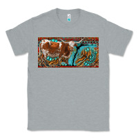 Heather Grey texas longhorn with aztec tiger and  leopard Classic Tee - RanaPortraitStore