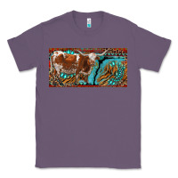 Lavender texas longhorn with aztec tiger and  leopard Classic Tee - RanaPortraitStore