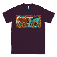 Plum texas longhorn with aztec tiger and  leopard Classic Tee - RanaPortraitStore
