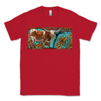 Red texas longhorn with aztec tiger and  leopard Classic Tee - RanaPortraitStore