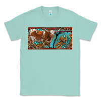 Seafoam texas longhorn with aztec tiger and  leopard Classic Tee - RanaPortraitStore