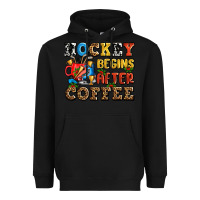 Black hockey begins after coffee ado Heavyweight Hoodie - AdoDesignShop