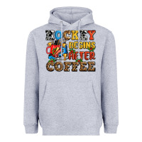 Heather Grey hockey begins after coffee ado Heavyweight Hoodie - AdoDesignShop