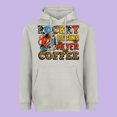 Hockey Begins After Coffee Ado Heavyweight Hoodie Designed By Adodesignshop