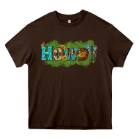 Chocolate Brown Western Howdy Heavy Core Tee - texasbilliewilder