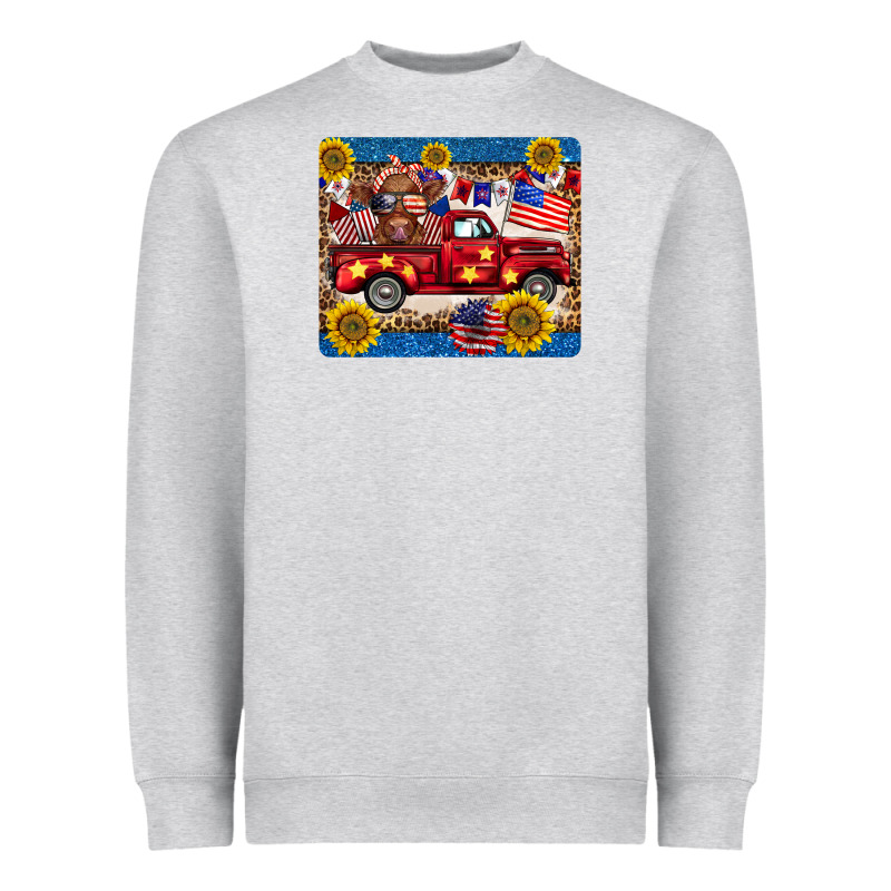 4th Of July Truck Cow Mousepad Heavyweight Sweatshirt by BarkalooDesign | Teevron