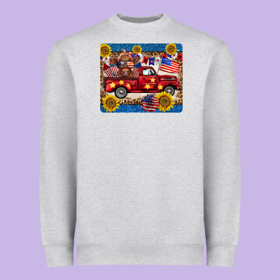 4th Of July Truck Cow Mousepad Heavyweight Sweatshirt Designed By Barkaloodesign