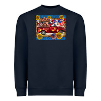 Navy 4th of july truck cow mousepad Heavyweight Sweatshirt - BarkalooDesign