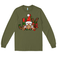 Army Green joy christmas with gnome bbs Long Sleeve Tee - BundleAndBundleShop