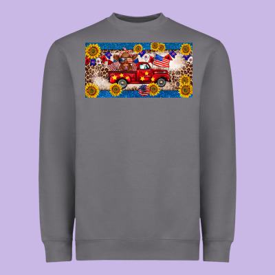 4th Of July Truck Cow License Plate Heavyweight Sweatshirt Designed By Barkaloodesign